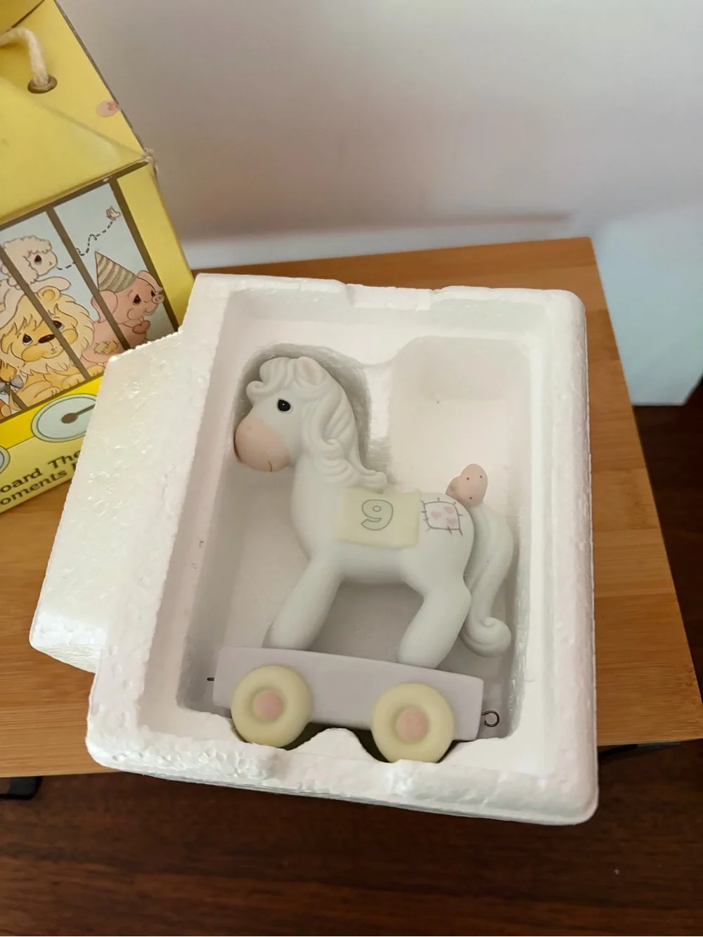 Vintage Precious Moments Birthday Train Series White Pony Being 9 Is Just Divine